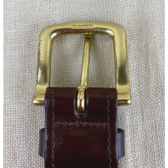 VINEYARD VINES Mens Blue Whale Cotton Canvas Webbing and Brown Leather Belt - Picture 6 of 6